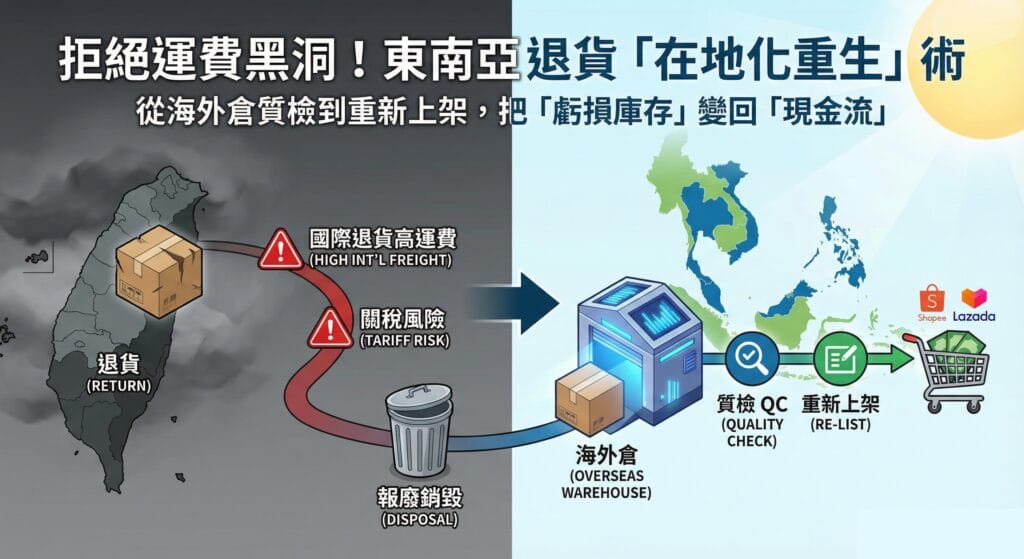 東南亞電商物流步驟概念圖